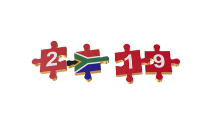 White for Puzzle to South Africa Flag for New Years 2019