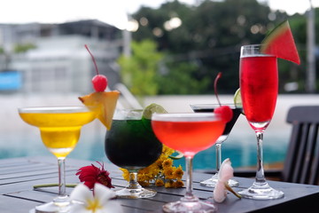 summer drinks and cocktails background