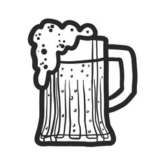 Beer mug icon. Hand drawn illustration of beer mug vector icon for web design