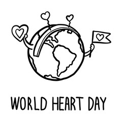 Happy world heart day concept background. Hand drawn illustration of happy world heart day vector concept background for web design