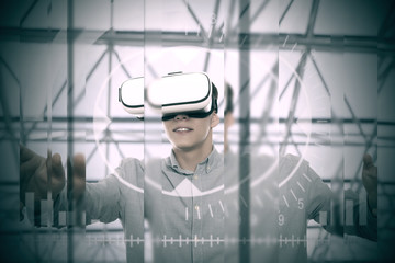 Man wearing virtual reality glasses