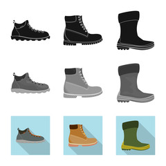 Isolated object of man and foot sign. Collection of man and wear vector icon for stock.