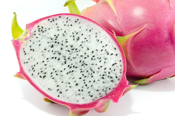 Dragon fruit with white background, healthy fruit.