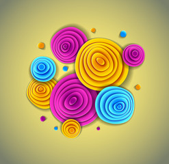 Flowers beautiful design, vector illustration in paper cut style. Wedding invitation or romantic greeting card.