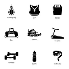 Practise icons set. Simple set of 9 practise vector icons for web isolated on white background