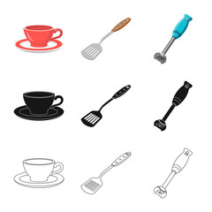 Isolated object of kitchen and cook icon. Collection of kitchen and appliance stock symbol for web.