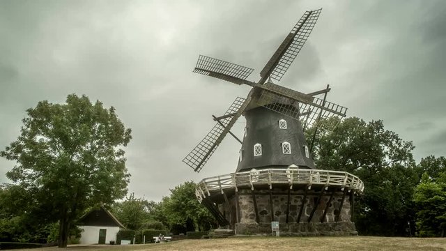 Ancient Windmill in Sweden Time Lapse