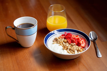 healthy breakfast with cereal and milk