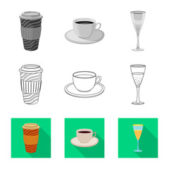 Vector design of drink and bar icon. Collection of drink and party stock vector illustration.