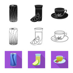 Vector illustration of drink and bar icon. Collection of drink and party vector icon for stock.