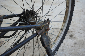 bicycle wheel on a bicycle