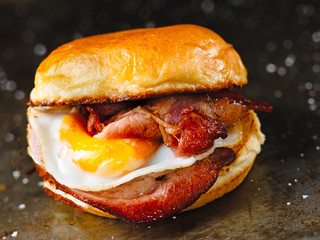 rustic bacon egg breakfast sandwich bun