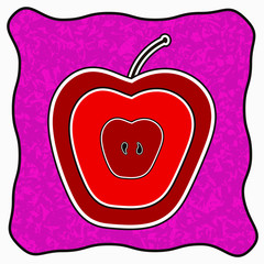 Free drawing of a red apple. Typical autumn fruit.