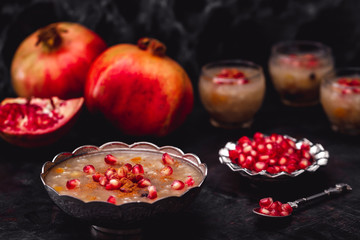 Turkish Dessert Ashura With Pomegranate, Noah's Pudding