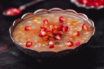 Turkish Dessert Ashura With Pomegranate, Noah's Pudding