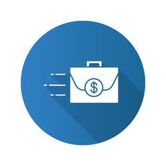 Briefcase with dollar sign flat design long shadow glyph icon