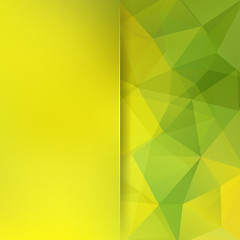 Obraz premium Geometric pattern, polygon triangles vector background in yellow and green tones. Blur background with glass. Illustration pattern