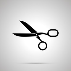 Scissors sign, simple black icon with shadow