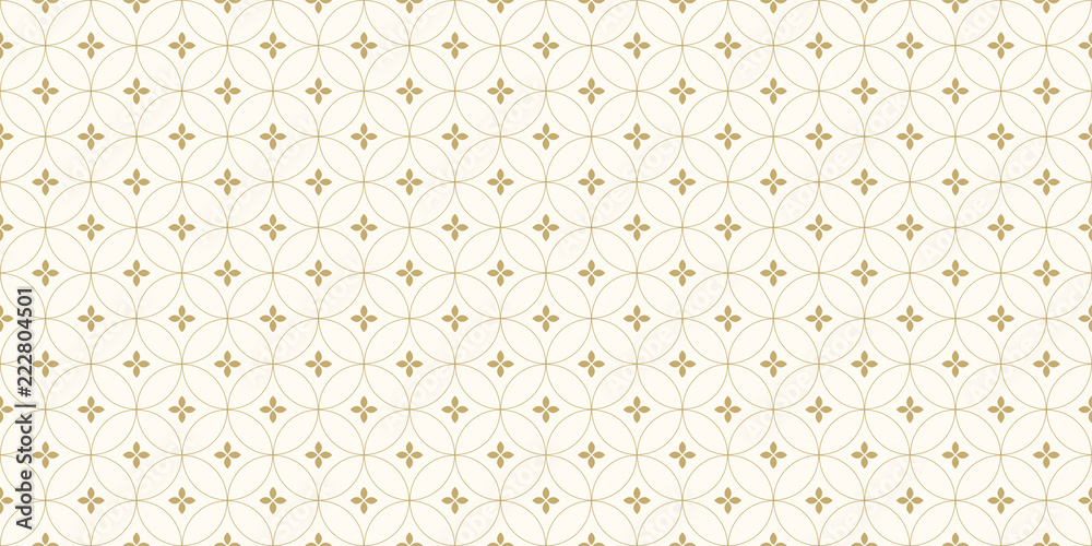 Poster Background pattern seamless floral and circle line abstract gold color.