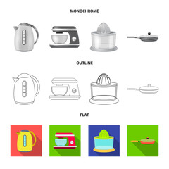 Isolated object of kitchen and cook sign. Set of kitchen and appliance vector icon for stock.