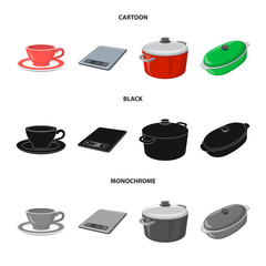 Isolated object of kitchen and cook icon. Set of kitchen and appliance stock symbol for web.