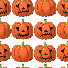 halloween background with different pumpkins, holiday pattern