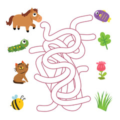 maze game vector design, animals matching game vector design