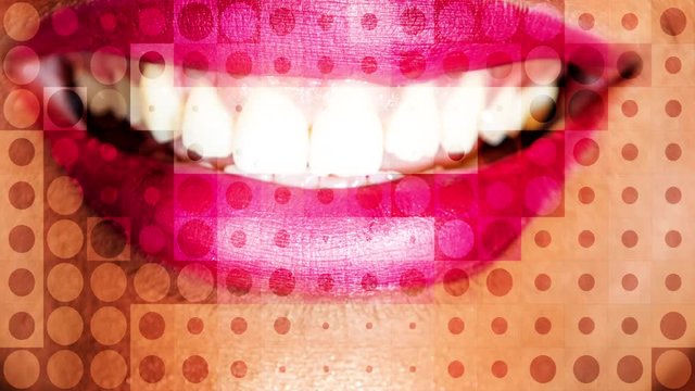 sequence of different images of woman's beautiful full red lips