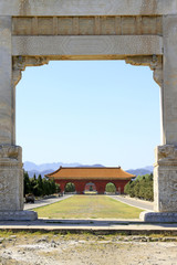 Great Stone arch and Great Red Gate in the Eastern Royal Tombs of the Qing Dynasty, china