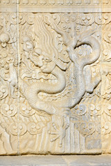 Dragon carved in white marble rock in the Eastern Royal Tombs of the Qing Dynasty, china