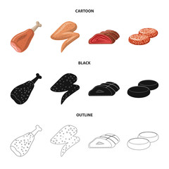 Vector illustration of meat and ham logo. Collection of meat and cooking vector icon for stock.