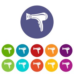 Hair dryer icons color set vector for any web design on white background