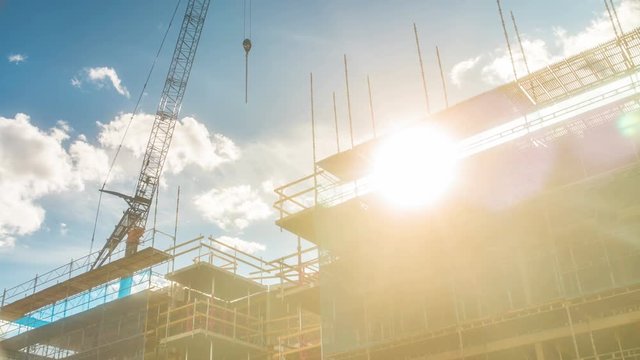 Construction at Sunset Time Lapse