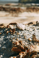 The dirtiest city, with a terrible landscape and plant. The problem of ecology and mountains of industrial waste. Coal rocks