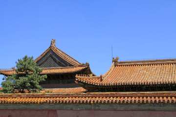 Fototapeta na wymiar The roof and walls in the Eastern Royal Tombs of the Qing Dynasty, china