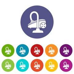 Vacuum cleaner icons color set vector for any web design on white background