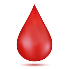 Fototapeta premium Red blood drop isolated on white background as healthcare, healthy and blood donation concept. vector illustration.