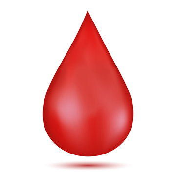 Red blood drop isolated on white background as healthcare, healthy and blood donation concept. vector illustration.
