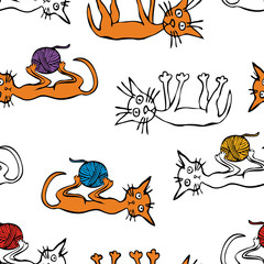 Vector pattern of playful kittens