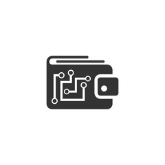 Digital wallet icon in flat style. Crypto bag vector illustration on white isolated background. Online finance, e-commerce business concept.