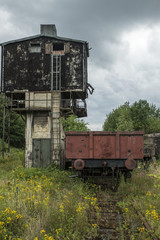 Fototapeta na wymiar auxiliary structures on the railway for maintenance of ways