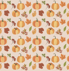 Autumn seamless pattern. Hello fall background. Editable vector illustration