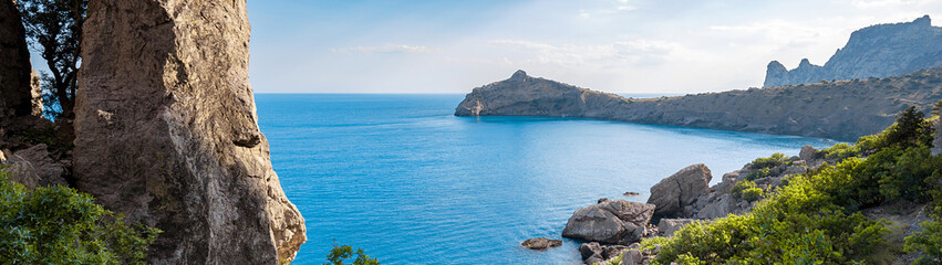 The blue lagoon in a tropical Paradise. Beautiful summer sea landscape at the resort, travel...