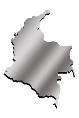 Colombia illustration of a contour map with black shadow on white isolated background