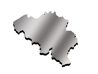 Belgium illustration of a contour map with black shadow on white isolated background