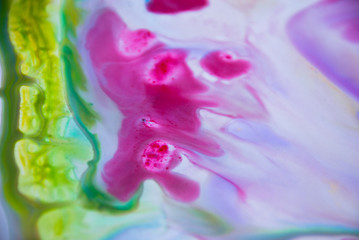 Fototapeta na wymiar Fluid Art. Creative artwork acrylic paint.Fluid Acrylic Splash.Watercolor background.Pink green abstract.