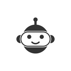 Cute robot chatbot icon in flat style. Bot operator vector illustration on white isolated background. Smart chatbot character business concept.