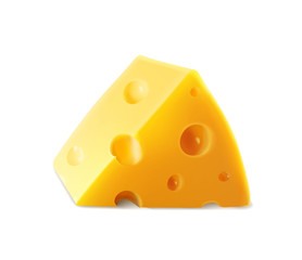 Triangular piece of cheese, cheese icon 3d with holes illustration