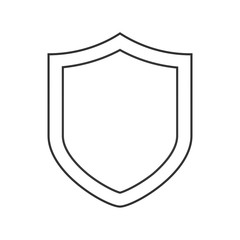 Security shield line icon, outline vector sign, linear style pictogram isolated on white. Protection shield symbol, logo illustration.