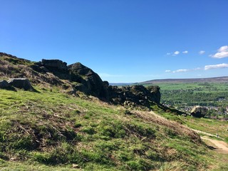 Fototapeta na wymiar Cow and calf rocks at Ilkley, Yorkshire, United Kingdom